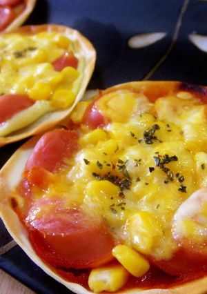 ♪餃子の皮でパリパリピザ♪-レシピのメイン写真