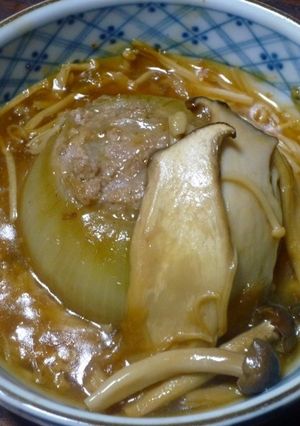 丸ごと玉ねぎのキノコのあんかけ-レシピのメイン写真