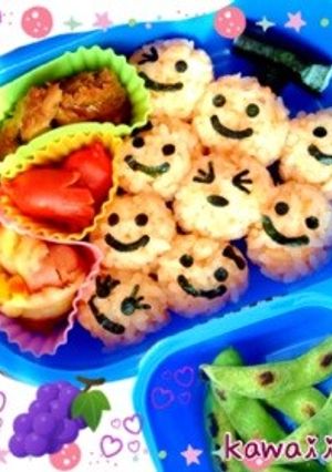 園児のお弁当 ブドウさんおにぎり♫-レシピのメイン写真