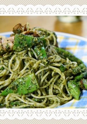 ハムとモロッコいんげんのバジルパスタ-レシピのメイン写真