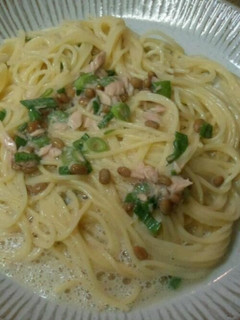 ツナ納豆の豆乳冷製パスタ-レシピのメイン写真