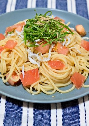 トマトとしらすの冷製和風パスタ-レシピのメイン写真