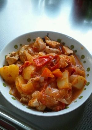 ♪鶏むね肉とじゃがいものトマトクリーム煮-レシピのメイン写真
