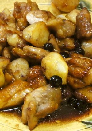 鶏の黒酢炒め with ブルーベリー?!-レシピのメイン写真