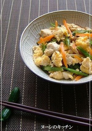 いんげんとにんじんのいりたま豆腐-レシピのメイン写真