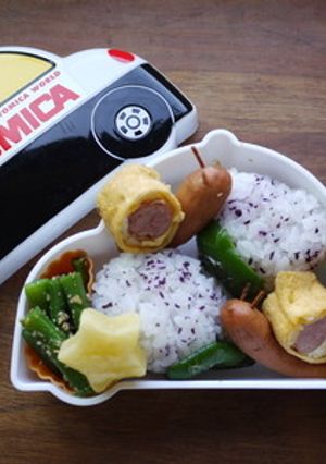 簡単！あじさい の おにぎり【デコ弁】-レシピのメイン写真