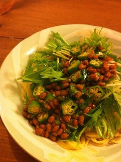簡単♪納豆とオクラのねばねば冷製パスタ-レシピのメイン写真