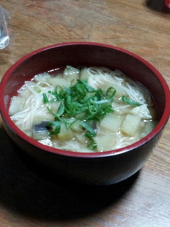 茄子と素麺の味噌汁-レシピのメイン写真