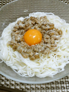 *ランチにも♪カルボナーラ風納豆素麺*-レシピのメイン写真