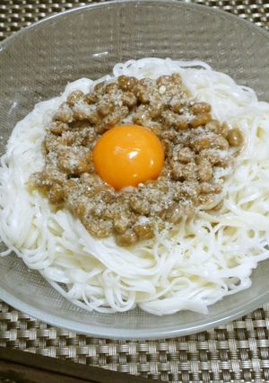 *ランチにも♪カルボナーラ風納豆素麺*-レシピのメイン写真