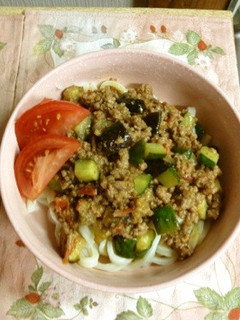 夏野菜たっぷり!*肉味噌冷やしうどん*-レシピのメイン写真