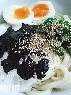 オクラ入り山かけ冷うどん-レシピのメイン写真