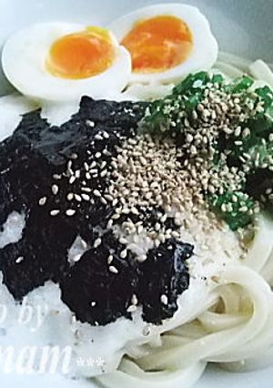 オクラ入り山かけ冷うどん-レシピのメイン写真