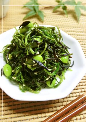 おかひじき・ひじきの塩昆布梅胡麻和え-レシピのメイン写真