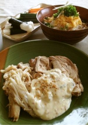 塩麹豆腐だれでいただく蒸し鶏-レシピのメイン写真