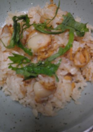 ベビーホタテと葉生姜の炊き込みご飯-レシピのメイン写真