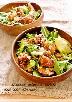 カリカリ鶏皮と水菜のイタリアンサラダ-レシピのメイン写真