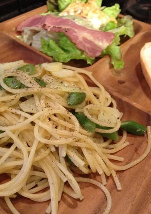 インゲンとイモとツナのバジル風味パスタ-レシピのメイン写真