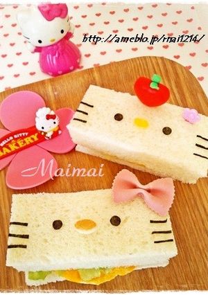 簡単キャラ弁＊キティちゃん♡サンドイッチ-レシピのメイン写真