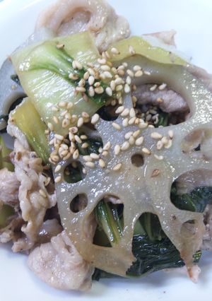 酒つま　さっぱりポン酢炒め蓮根と豚肉！-レシピのメイン写真