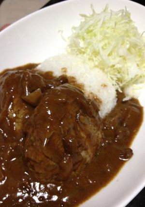 ハヤシライスリメイクロコモコ風ハンバーグ-レシピのメイン写真