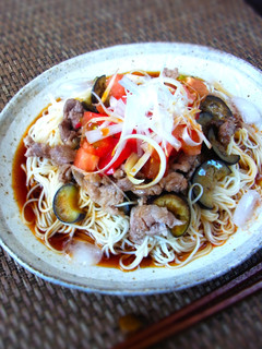 なすと豚肉のピリ辛そうめん-レシピのメイン写真