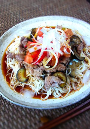 なすと豚肉のピリ辛そうめん-レシピのメイン写真