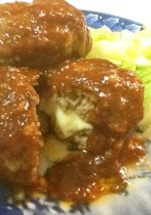 ソースたっぷりチーズ inハンバーグ-レシピのメイン写真