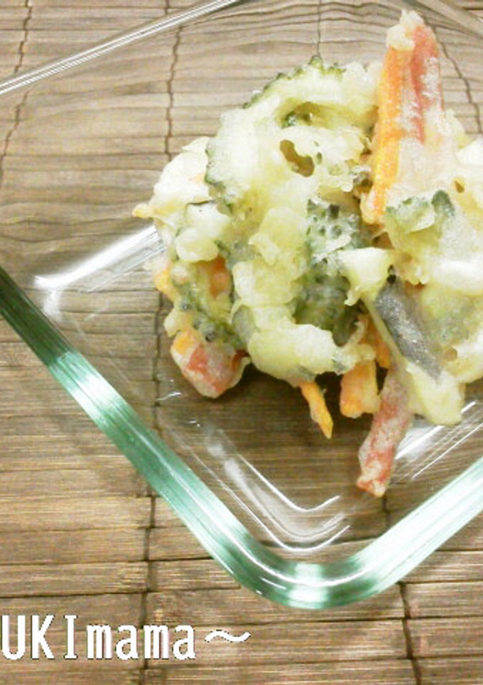 ゴーヤとスパムとお茄子のかき揚げ-レシピのメイン写真