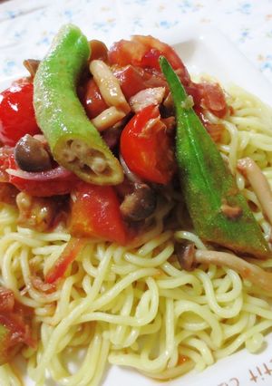 トマトとしめじの甘酢冷麺-レシピのメイン写真