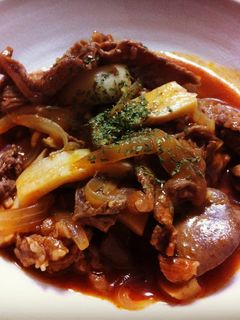 牛肉とレバーのきのこ煮込み-レシピのメイン写真