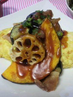 揚げ野菜と甘酢あんかけの和風オムライス-レシピのメイン写真