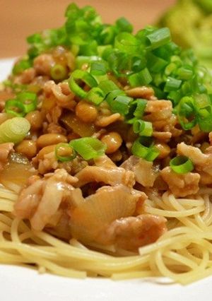 ピリ辛！麻婆納豆の冷製パスタ-レシピのメイン写真