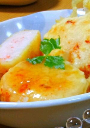 海老すり身の蓮根挟み揚げ♡簡単あんかけ♡-レシピのメイン写真