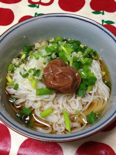 さっぱり梅そうめん(ごま油風味)-レシピのメイン写真