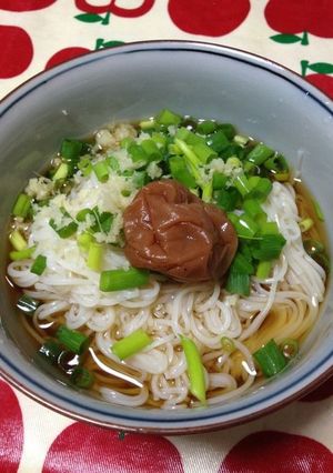 さっぱり梅そうめん(ごま油風味)-レシピのメイン写真