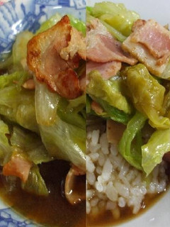 ベーコンレタス醤油炒め de つゆだく丼-レシピのメイン写真