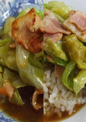ベーコンレタス醤油炒め de つゆだく丼-レシピのメイン写真
