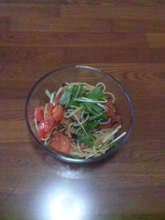 簡単!トマトと塩昆布の冷たいパスタ!-レシピのメイン写真