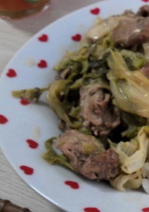 ワサビマヨ風味の簡単豚小間レタス炒め。-レシピのメイン写真