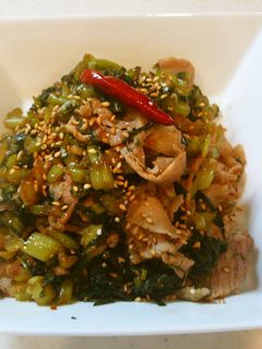 野沢菜と豚肉のピリ辛炒め!-レシピのメイン写真