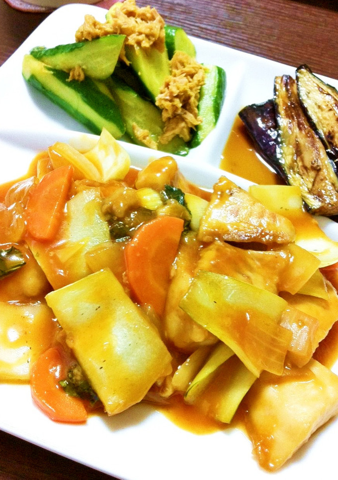 めかじきのアラと青梗菜で酢豚風-レシピのメイン写真