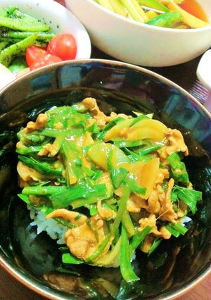 スタミナつける！豚にらカレー丼-レシピのメイン写真