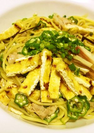 炙りおあげと豚しゃぶの夏野菜パスタ-レシピのメイン写真