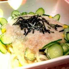 明太とろろのサラダうどん-レシピのメイン写真