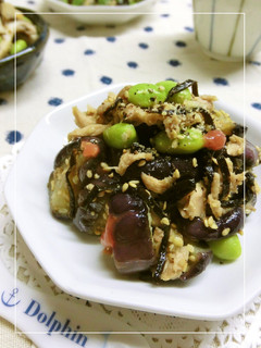 茄子とツナの梅塩昆布胡麻和え　-レシピのメイン写真