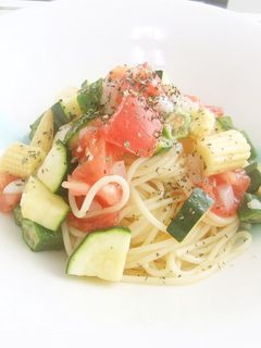 夏野菜たっぷり!冷製パスタ。バジル風味-レシピのメイン写真