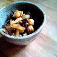 玉葱とキクラゲとひよこ豆の切干し大根甘煮