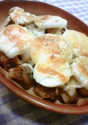カレーリメイク☆はんぺんエリンギ卵チー焼-レシピのメイン写真