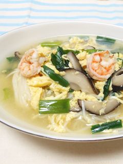 ◆海老とニラのふわふわたまごにゅうめん◆-レシピのメイン写真